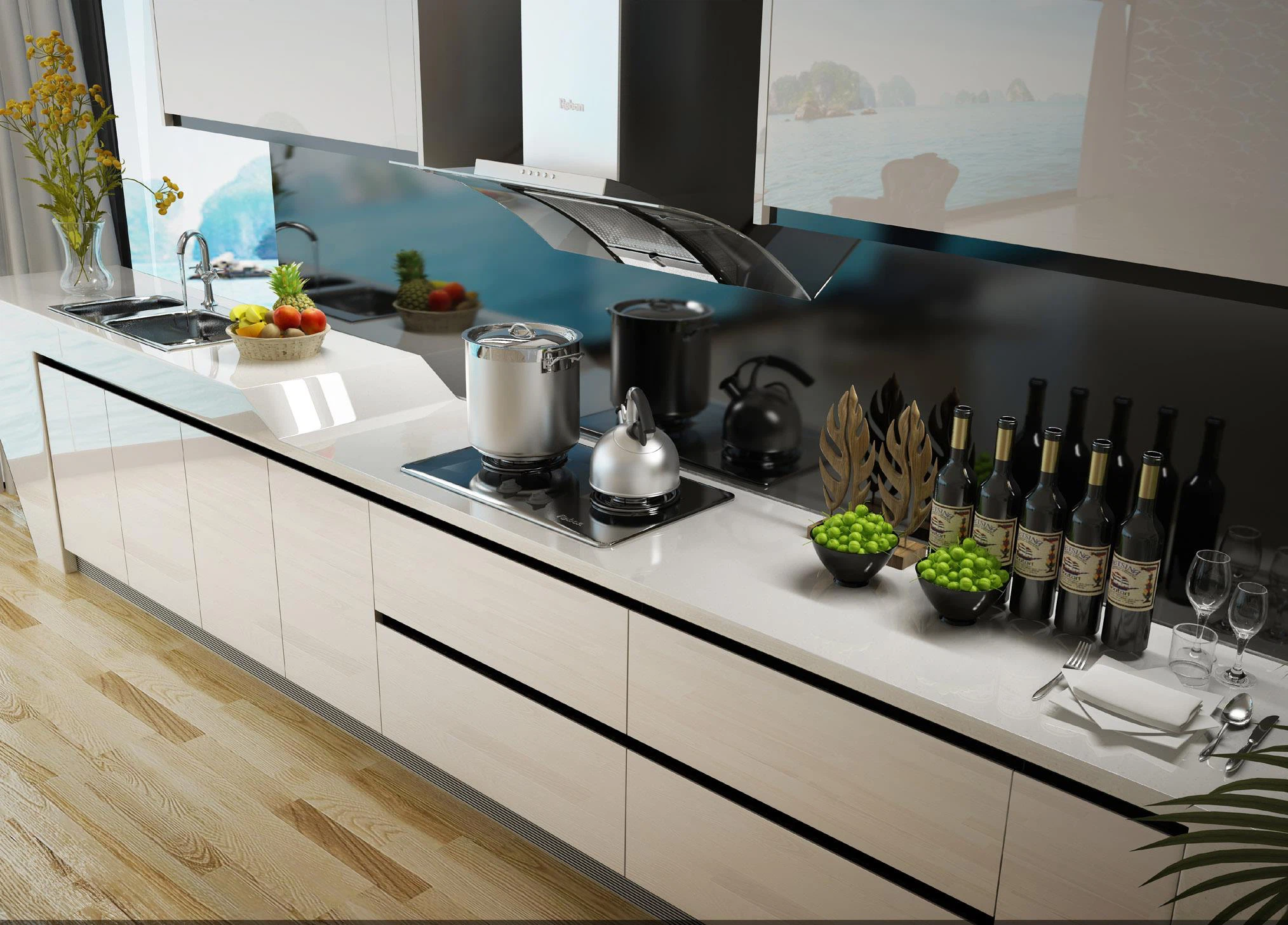 white lacquer kitchen cabinet