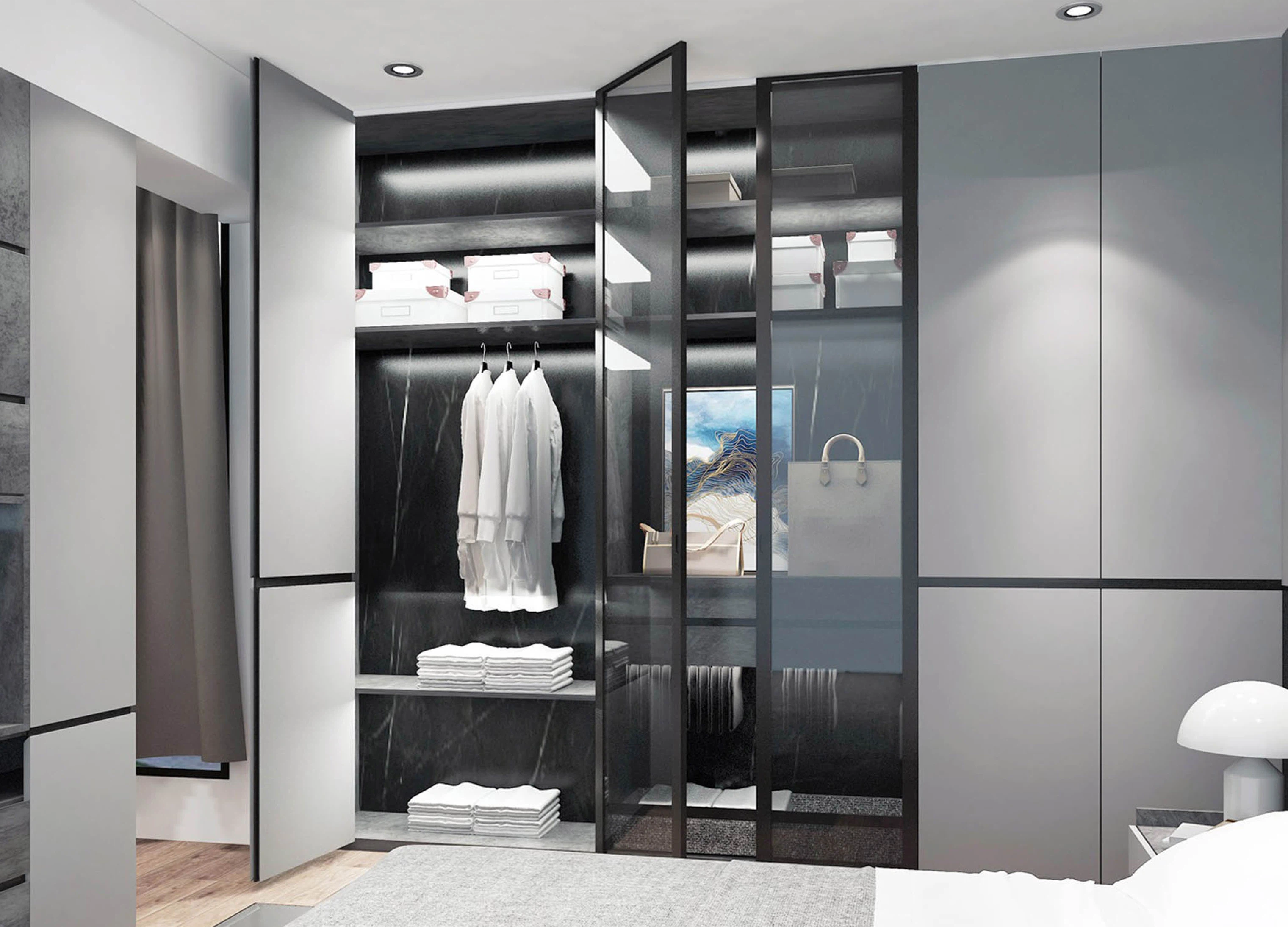 wardrobe modern lacquer uv melamine cabinet
